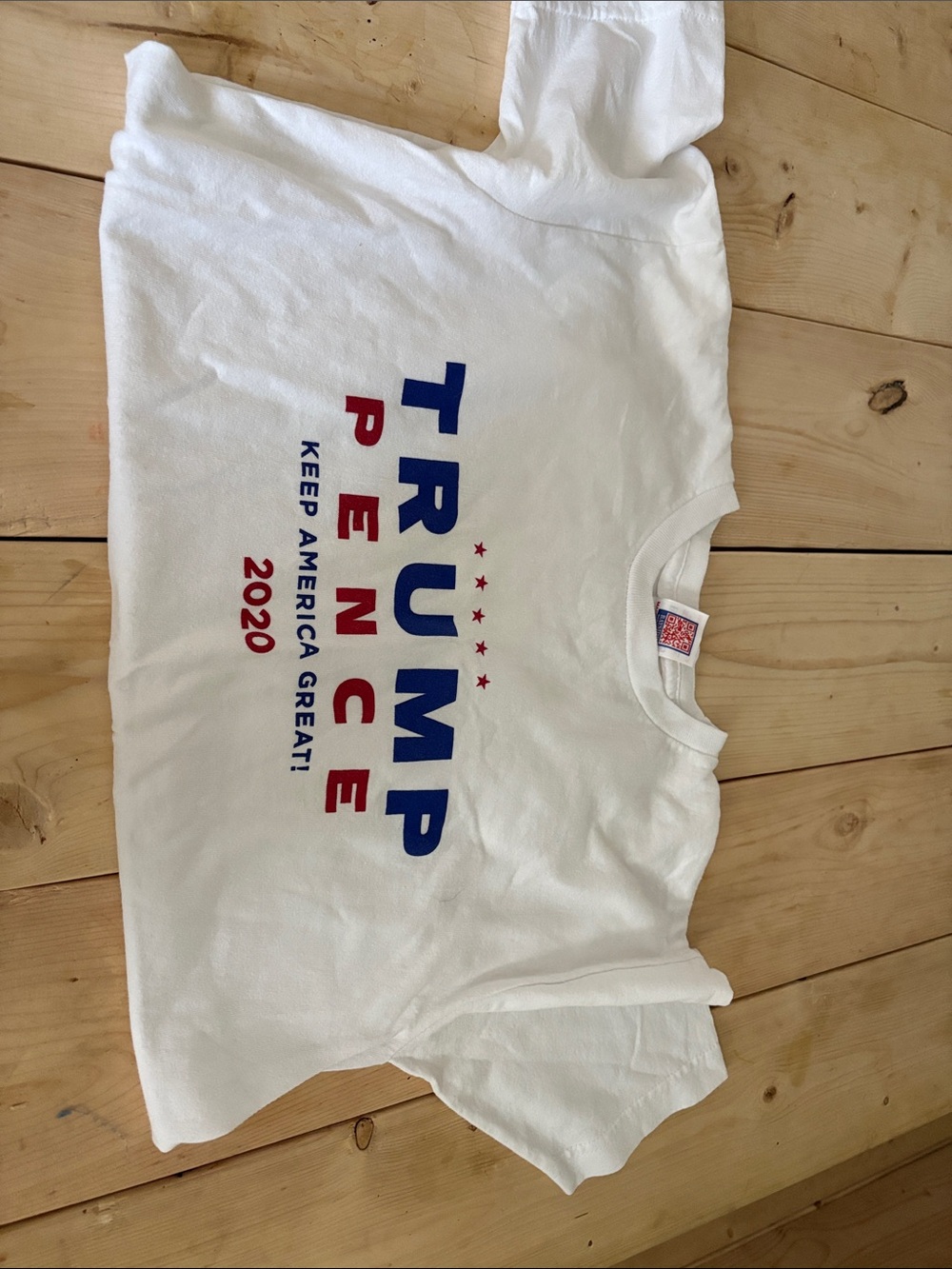White Graphic Tee with Trump Pence. Small